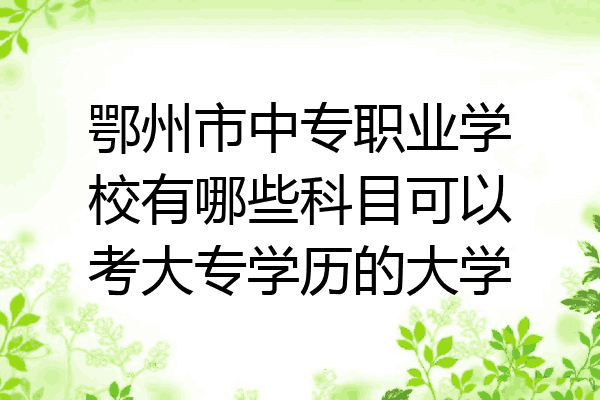 鄂州市中专职业学校有哪些科目可以考大专学历的大学