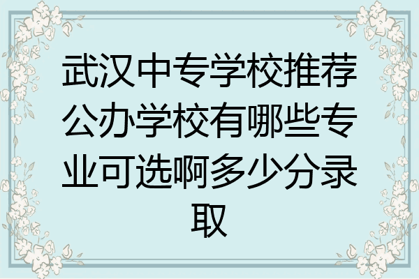 武汉中专学校推荐公办学校有哪些专业可选啊多少分录取