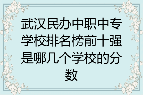 武汉民办中职中专学校排名榜前十强是哪几个学校的分数