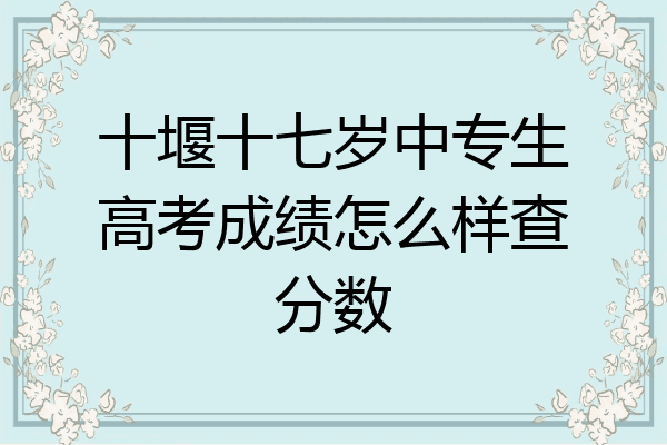 十堰十七岁中专生高考成绩怎么样查分数