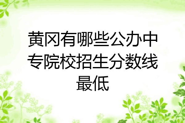 黄冈有哪些公办中专院校招生分数线最低