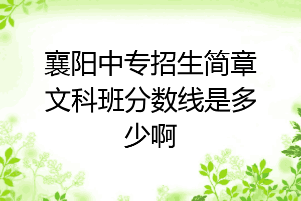 襄阳中专招生简章文科班分数线是多少啊