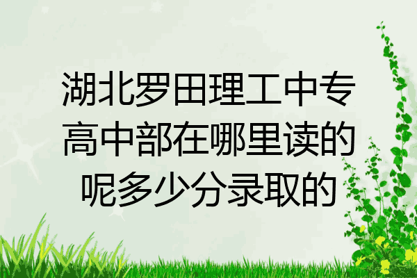 湖北罗田理工中专高中部在哪里读的呢多少分录取的