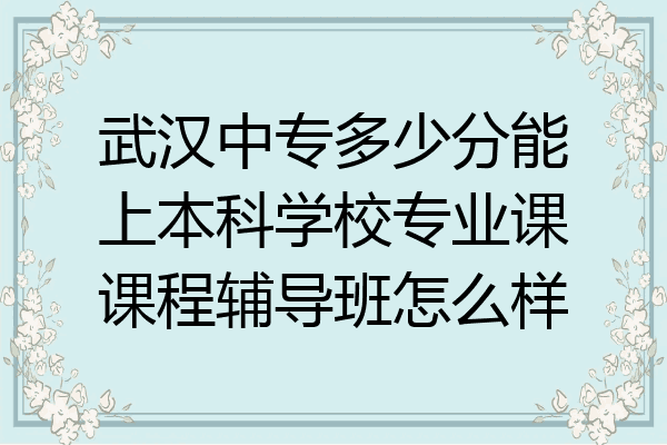武汉中专多少分能上本科学校专业课课程辅导班怎么样