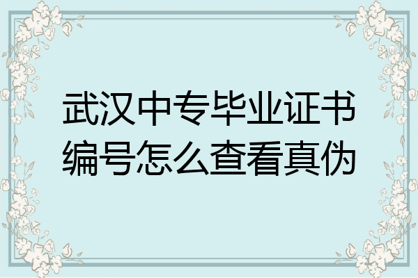 武汉中专毕业证书编号怎么查看真伪