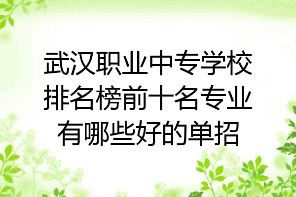 武汉职业中专学校排名榜前十名专业有哪些好的单招