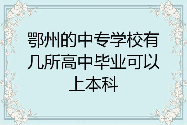 鄂州的中专学校有几所高中毕业可以上本科