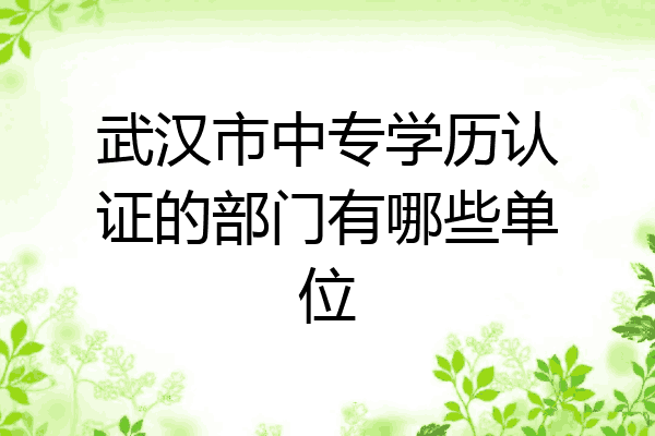 武汉市中专学历认证的部门有哪些单位