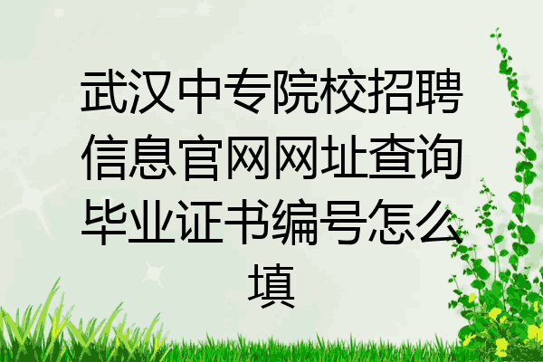 武汉中专院校招聘信息官网网址查询毕业证书编号怎么填