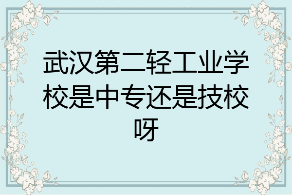 武汉第二轻工业学校是中专还是技校呀