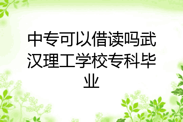 中专可以借读吗武汉理工学校专科毕业