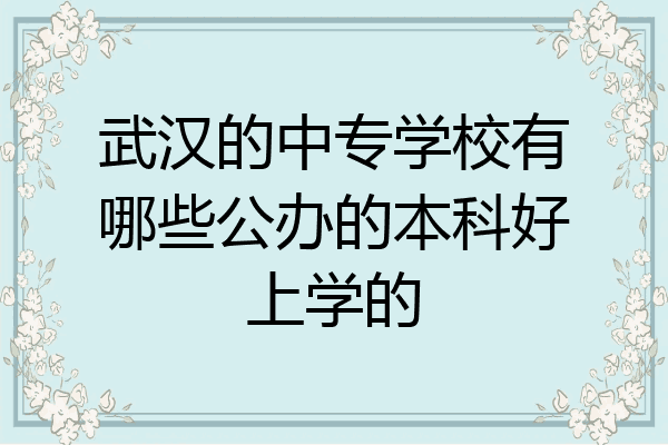 武汉的中专学校有哪些公办的本科好上学的