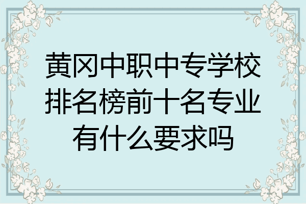 黄冈中职中专学校排名榜前十名专业有什么要求吗