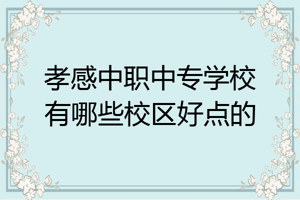 孝感中职中专学校有哪些校区好点的