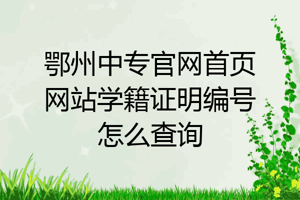 鄂州中专官网首页网站学籍证明编号怎么查询