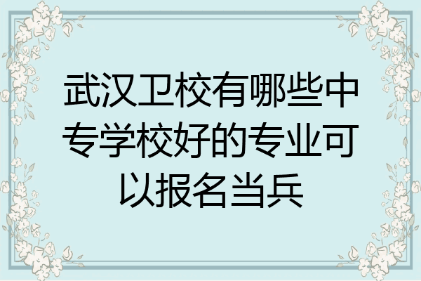 武汉卫校有哪些中专学校好的专业可以报名当兵
