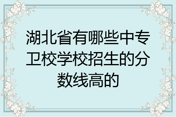 湖北省有哪些中专卫校学校招生的分数线高的