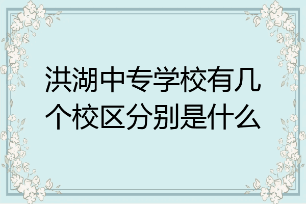 洪湖中专学校有几个校区分别是什么