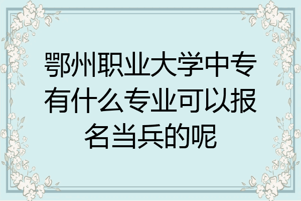 鄂州职业大学中专有什么专业可以报名当兵的呢