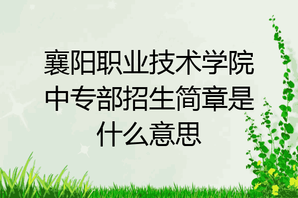 襄阳职业技术学院中专部招生简章是什么意思
