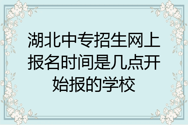 湖北中专招生网上报名时间是几点开始报的学校