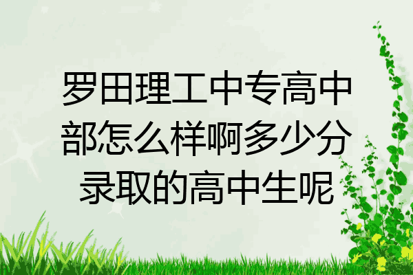 罗田理工中专高中部怎么样啊多少分录取的高中生呢
