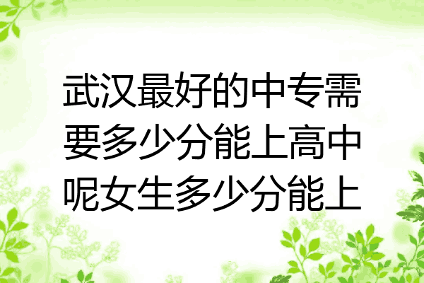 武汉最好的中专需要多少分能上高中呢女生多少分能上