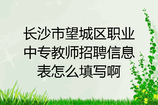 长沙市望城区职业中专教师招聘信息表怎么填写啊