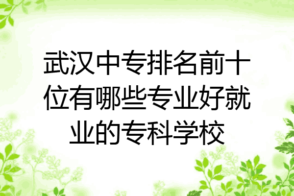 武汉中专排名前十位有哪些专业好就业的专科学校