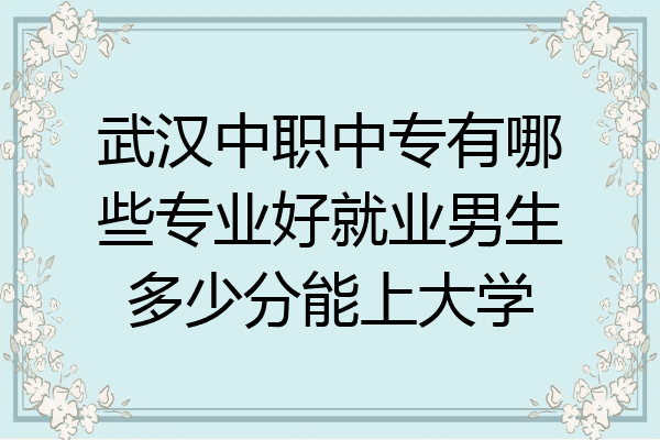 武汉中职中专有哪些专业好就业男生多少分能上大学