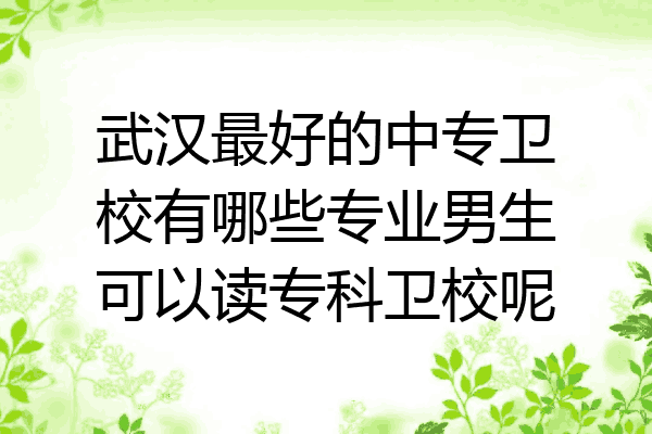 武汉最好的中专卫校有哪些专业男生可以读专科卫校呢