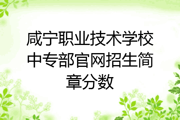 咸宁职业技术学校中专部官网招生简章分数