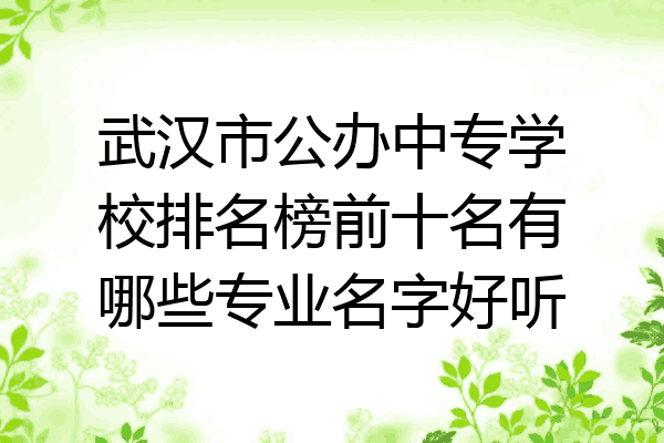 武汉市公办中专学校排名榜前十名有哪些专业名字好听