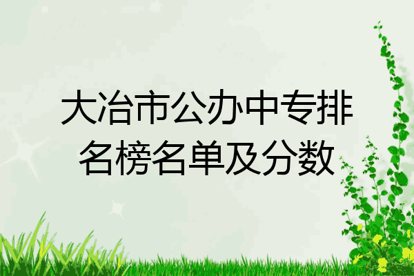 大冶市公办中专排名榜名单及分数