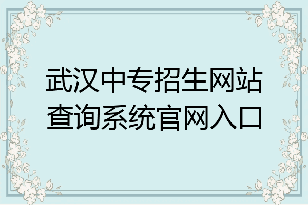 武汉中专招生网站查询系统官网入口
