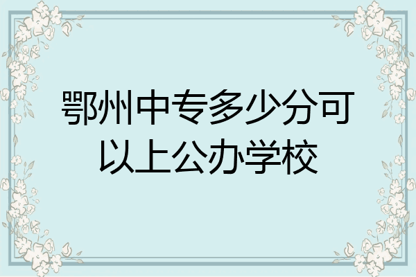 鄂州中专多少分可以上公办学校