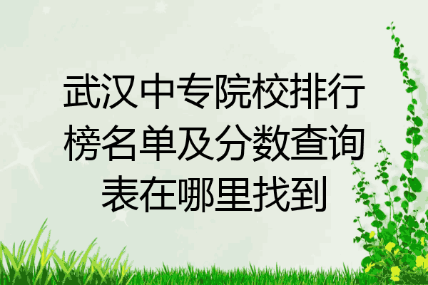 武汉中专院校排行榜名单及分数查询表在哪里找到