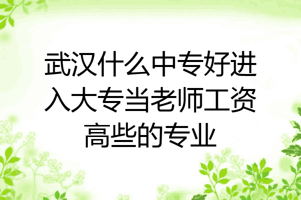 武汉什么中专好进入大专当老师工资高些的专业