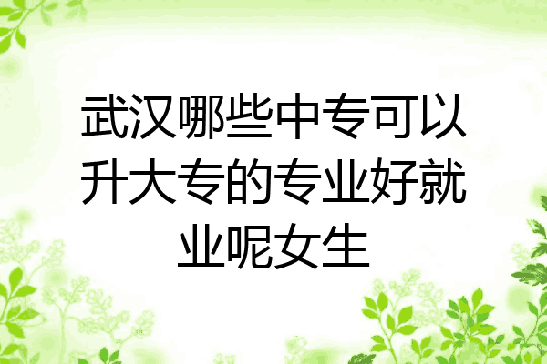 武汉哪些中专可以升大专的专业好就业呢女生
