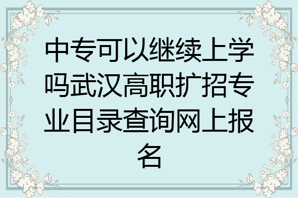 中专可以继续上学吗武汉高职扩招专业目录查询网上报名