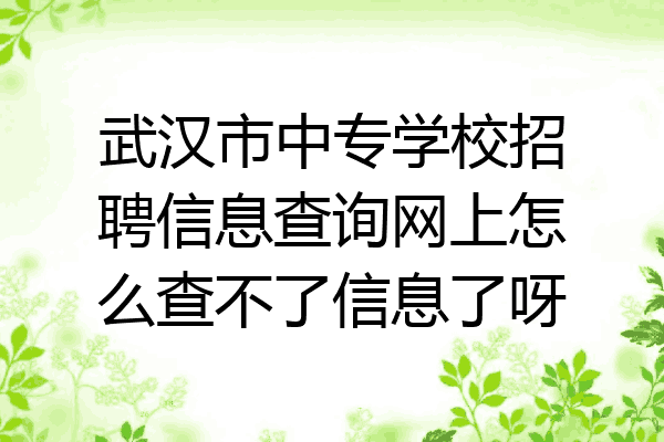 武汉市中专学校招聘信息查询网上怎么查不了信息了呀
