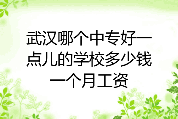武汉哪个中专好一点儿的学校多少钱一个月工资