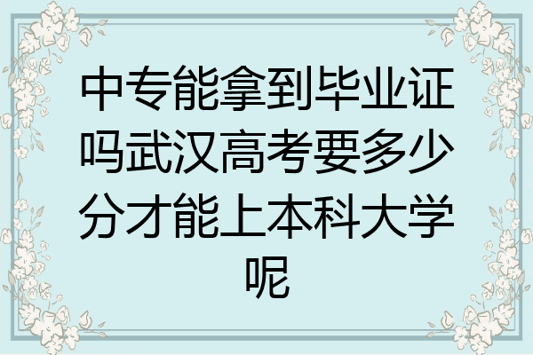 中专能拿到毕业证吗武汉高考要多少分才能上本科大学呢