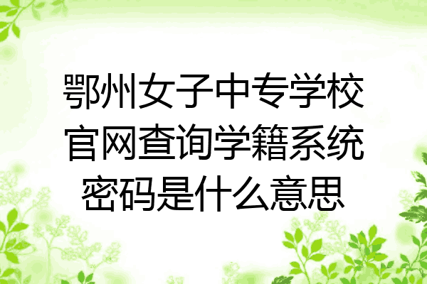 鄂州女子中专学校官网查询学籍系统密码是什么意思
