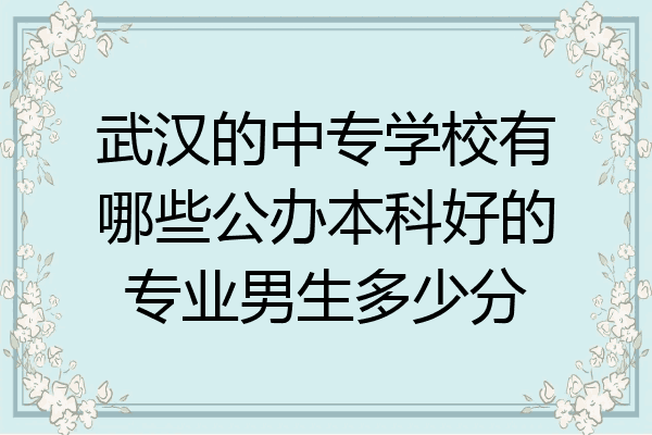 武汉的中专学校有哪些公办本科好的专业男生多少分