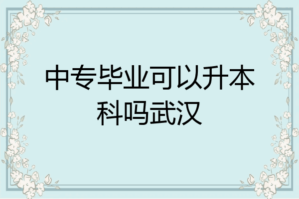 中专毕业可以升本科吗武汉