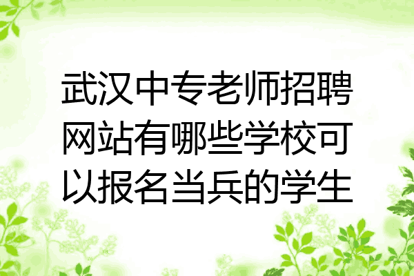 武汉中专老师招聘网站有哪些学校可以报名当兵的学生