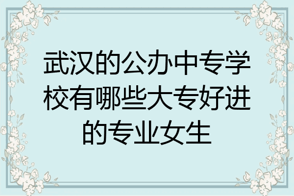 武汉的公办中专学校有哪些大专好进的专业女生