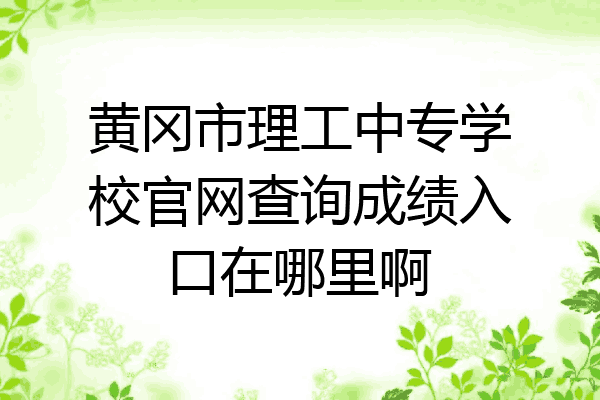 黄冈市理工中专学校官网查询成绩入口在哪里啊
