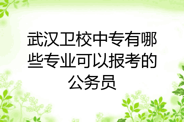 武汉卫校中专有哪些专业可以报考的公务员